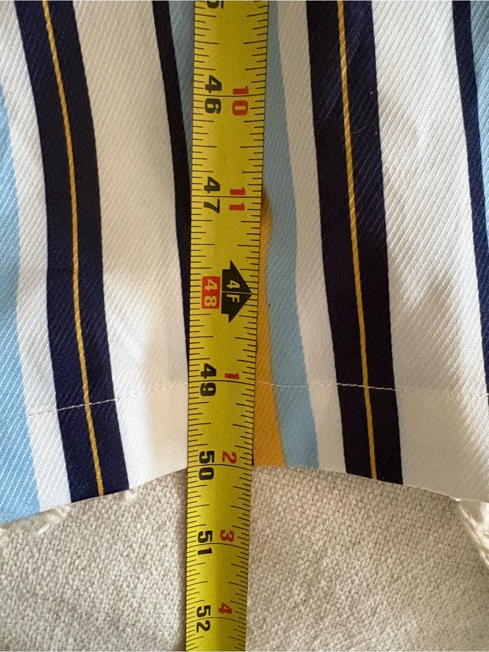 Sleeveless Striped Wrap Jumpsuit in White, Navy & Yellow - Picture 11 of 11